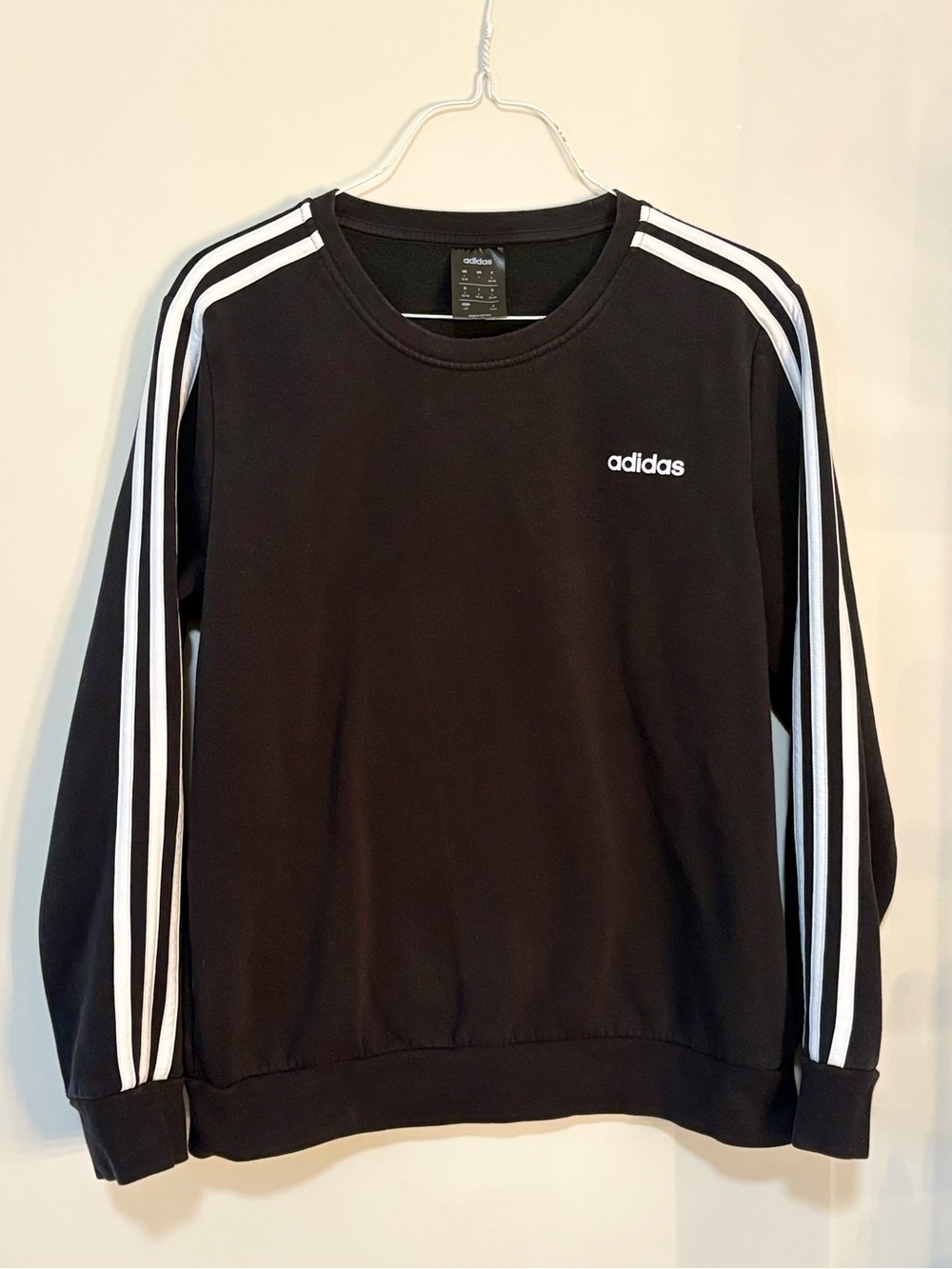 adidas Black Sweatshirt with White Three-Stripe Sleeves